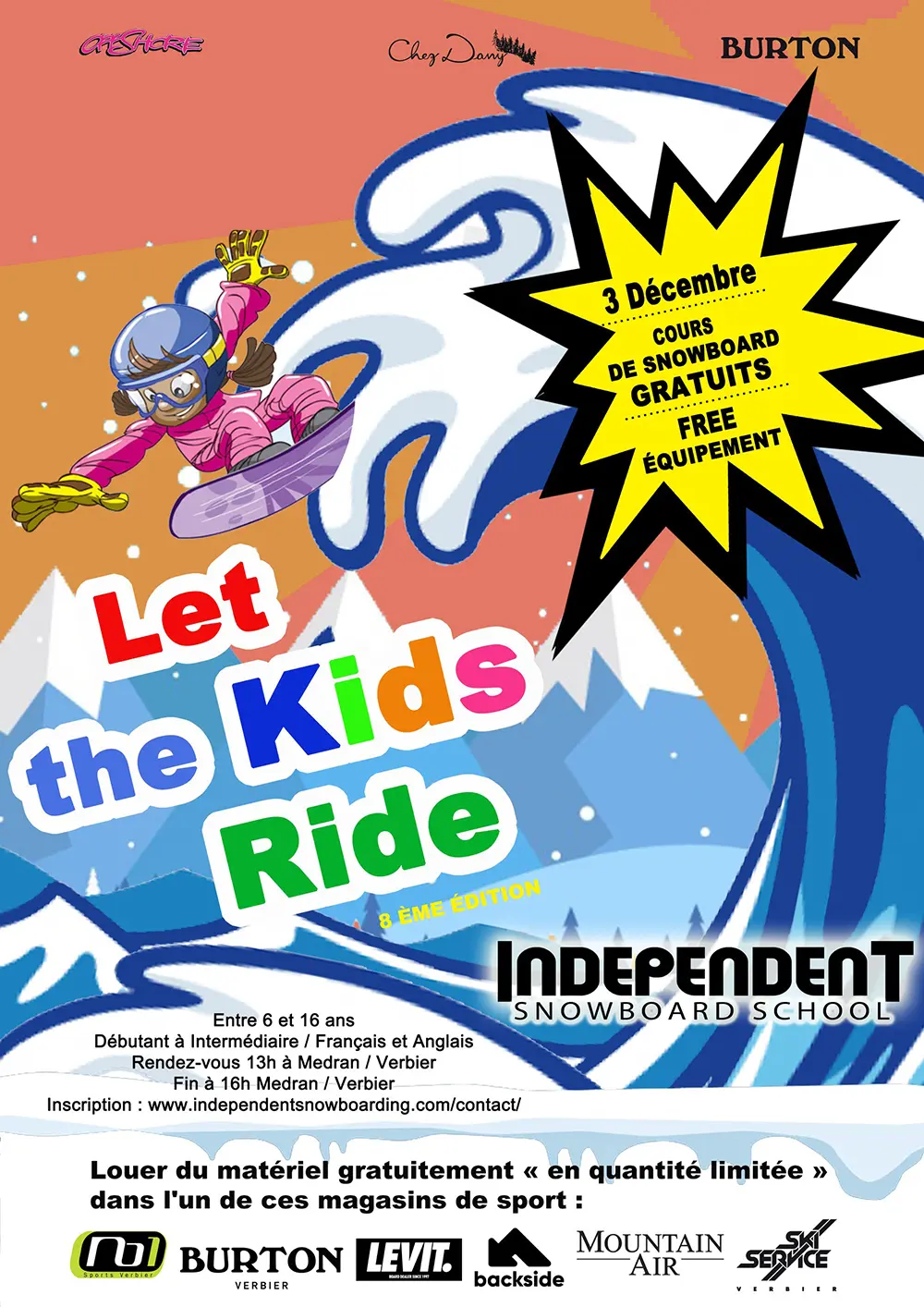 Free Snowboard event for kids in Verbier